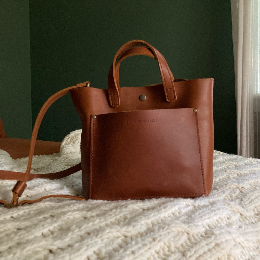 Portland Leather Co Crossbody Tote Cognac